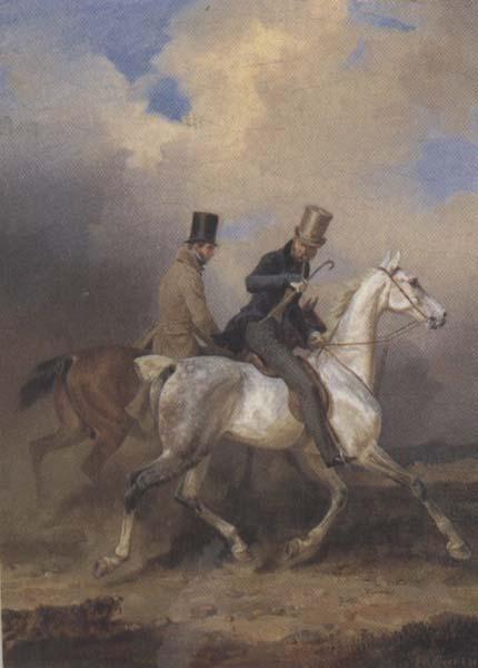 Franz Kruger Outing of Prince William of Prussia on Horse Back,Accompanied by the Artist (mk45)